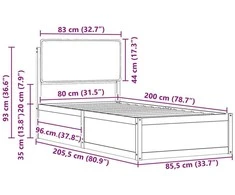 Lova Lovo rėmas su apmuštu galvūgaliu Taupe 80 x 200 cm