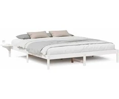 Lovos rėmas Balta 200 x 200 cm Kietos pušies mediena