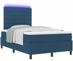 Kiemas lova su čiužiniu su LED Mėlyna 120 x 200 cm audinys