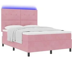 LED Čiužinio Lova su čiužiniu Rožinė 160 x 200 cm Aksomas