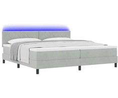 LED Čiužinio Lova Šviesiai pilka 200 x 200 cm Aksomas