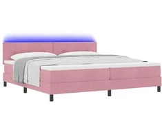 LED Čiužinio Lova su čiužiniu Rožinė 200 x 200 cm Aksomas