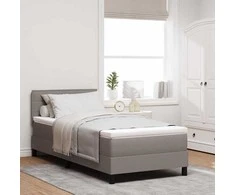 Kiemas lova su čiužiniu su LED Taupe 90 x 190 cm audinys
