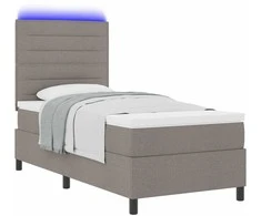 Kiemas lova su čiužiniu su LED Taupe 100 x 200 cm audinys