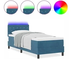 LED Čiužinio Lova su LED Tamsiai mėlyna 80 x 200 cm Aksomas