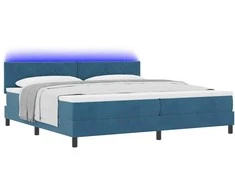 LED Čiužinio Lova su LED Tamsiai mėlyna 200 x 200 cm Aksomas