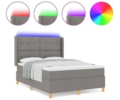 Kiemas lova su LED juostelėmis Tortora 140 x 190 cm audinys