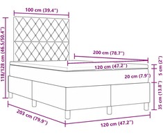 LED Čiužinio Lova su čiužiniu Rožinė 120 x 200 cm Aksomas