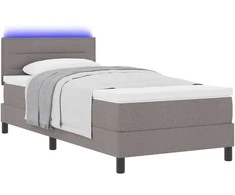 Kiemas lova su čiužiniu su LED Taupe 90 x 190 cm audinys