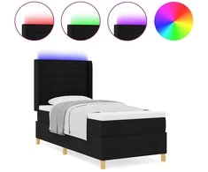 Kiemas lova su LED juostelėmis Juoda 80 x 200 cm audinys