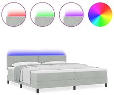LED Čiužinio Lova Šviesiai pilka 200 x 200 cm Aksomas