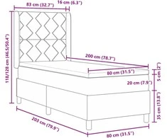 LED Čiužinio Lova su čiužiniu Taupe 80 x 200 cm audinys