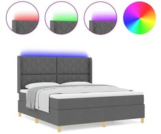 Kiemas lova su LED juostelėmis Pilka 180 x 200 cm audinys
