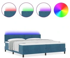 LED Čiužinio Lova Tamsiai mėlyna 200 x 200 cm Aksomas