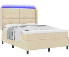 LED Čiužinio Lova su galvūgalio Kreminė 140 x 190 cm audinys