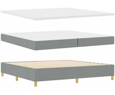 Kiemas lova su čiužiniu Šviesiai pilka 200 x 200 cm audinys