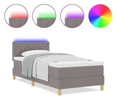 LED Čiužinio Lova su galvūgalio Taupe 100 x 200 cm audinys