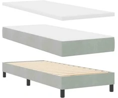 Kiemas lova su galvūgalio Šviesiai pilka 80 x 200 cm Aksomas
