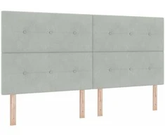 Kiemas lova su galvūgalio Šviesiai pilka 200 x 200 cm Aksomas