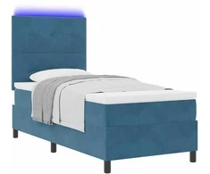 LED Čiužinio Lova Tamsiai mėlyna 90 x 200 cm Aksomas
