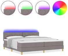 LED Čiužinio Lova su galvūgalio Taupe 200 x 200 cm audinys