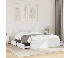 Lova Lovos rėmas 2 pcs Baltas 137 x 188 cm Apdirbta mediena