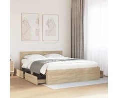 Lova Lovos rėmas 2 pcs Sonoma 153 x 203 cm Apdirbta mediena