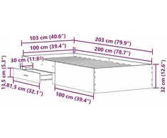 Lova Auping Lovos rėmas Amatininkų ąžuolas 100 x 200 cm Apdirbta mediena