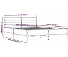 Lovos rėmas, ąžuolo, 150x200cm, apdirbta mediena ir metalas