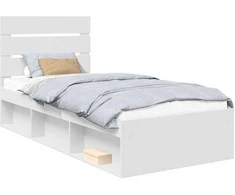 Lova Lovos rėmas Balta 100 x 200 cm Kietos pušies mediena