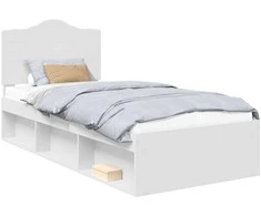 Lova Lovos rėmas Balta 100 x 200 cm Kietos pušies mediena
