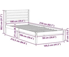 Lova Lovos rėmas Balta 100 x 210 cm Kietos pušies mediena