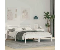 Lova Lovos rėmas Balta 135 x 190 cm Kietos pušies mediena