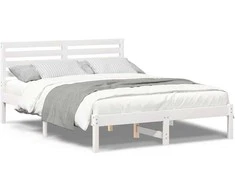 Lova Lovos rėmas Balta 140 x 190 cm Kietos pušies mediena