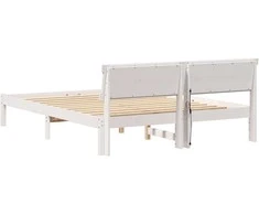 Lovos rėmas Balta 140 x 200 cm Kietos pušies mediena