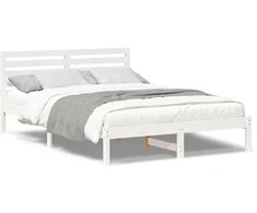 Lova Lovos rėmas Balta 140 x 220 cm Kietos pušies mediena
