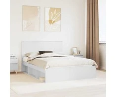 Lova Lovos rėmas Balta 150 x 200 cm Kietos pušies mediena