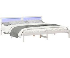 Lova Lovos rėmas Balta 200 x 200 cm Kietos pušies mediena