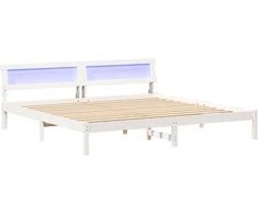 Lovos rėmas Balta 200 x 200 cm Kietos pušies mediena