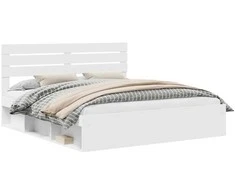 Lovos rėmas Balta 200 x 200 cm Kietos pušies mediena