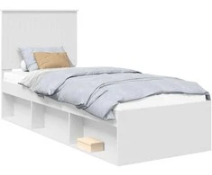 Lova Lovos rėmas Balta 75 x 190 cm Kietos pušies mediena