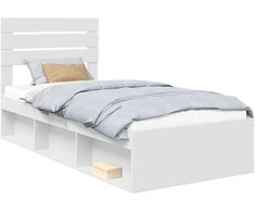 Lova Lovos rėmas Balta 75 x 190 cm Kietos pušies mediena