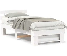 Lova Lovos rėmas Balta 90 x 190 cm Kietos pušies mediena