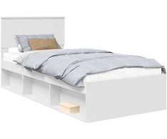 Lova Lovos rėmas Balta 90 x 190 cm Kietos pušies mediena