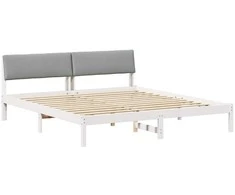 Lovos rėmas Balta ir šviesiai pilka 180 x 200 cm Pušies masyvas