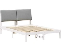 Lova Lovos rėmas Balta ir šviesiai pilka 150 x 200 cm Pušies masyvas