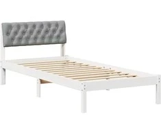 Lova Lovos rėmas Balta ir šviesiai pilka 90 x 200 cm Pušies masyvas