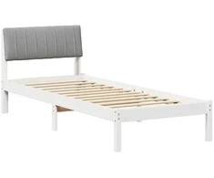 Lova Lovos rėmas Balta ir šviesiai pilka 75 x 190 cm Pušies masyvas