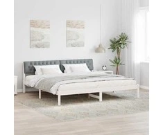 Lova Lovos rėmas Balta ir šviesiai pilka 200 x 200 cm Pušies masyvas