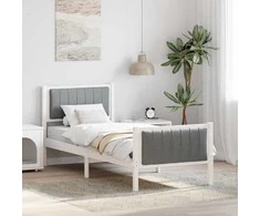 Lova Lovos rėmas Balta ir šviesiai pilka 75 x 190 cm Pušies masyvas